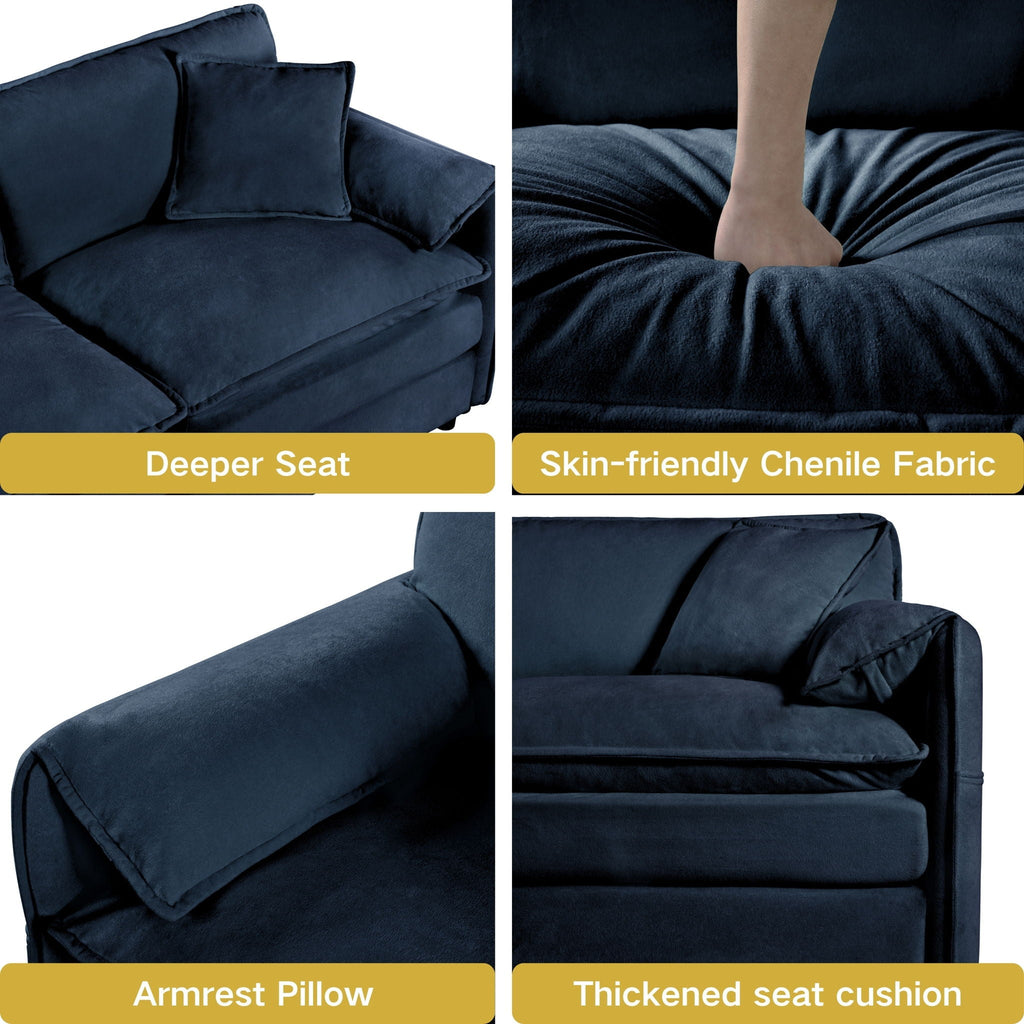 Oversized Chair & Ottoman with Soft Upholstery - Blue or Black