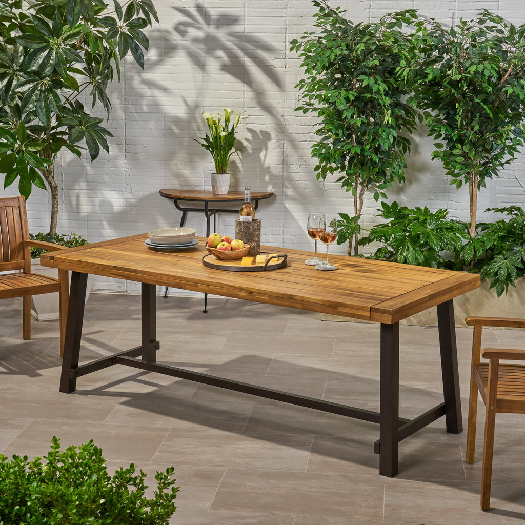 Acacia Wood Outdoor Dining Table with Seating for 8