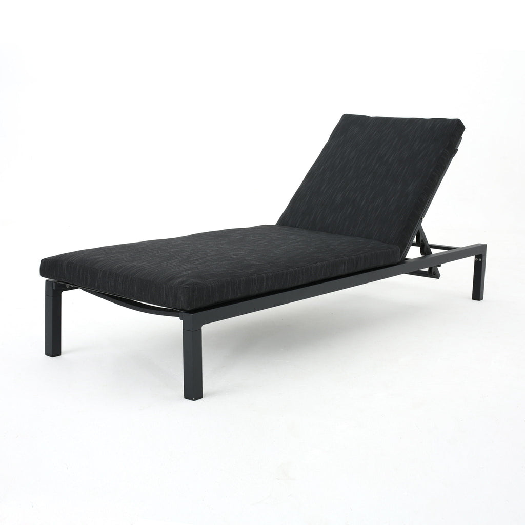 Modern Chaise Lounge with Water-Resistant Cushions - Dark Gray