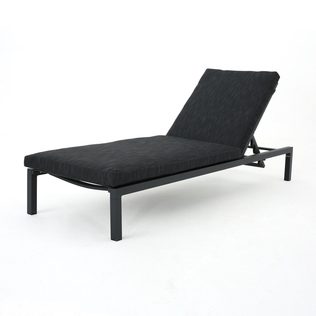 Modern Chaise Lounge with Water-Resistant Cushions - Dark Gray