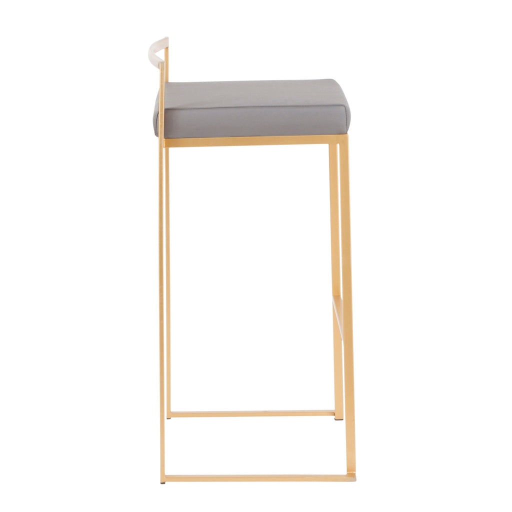 Contemporary Stackable Barstool Set with Upholstered Seat - Multiple Colors