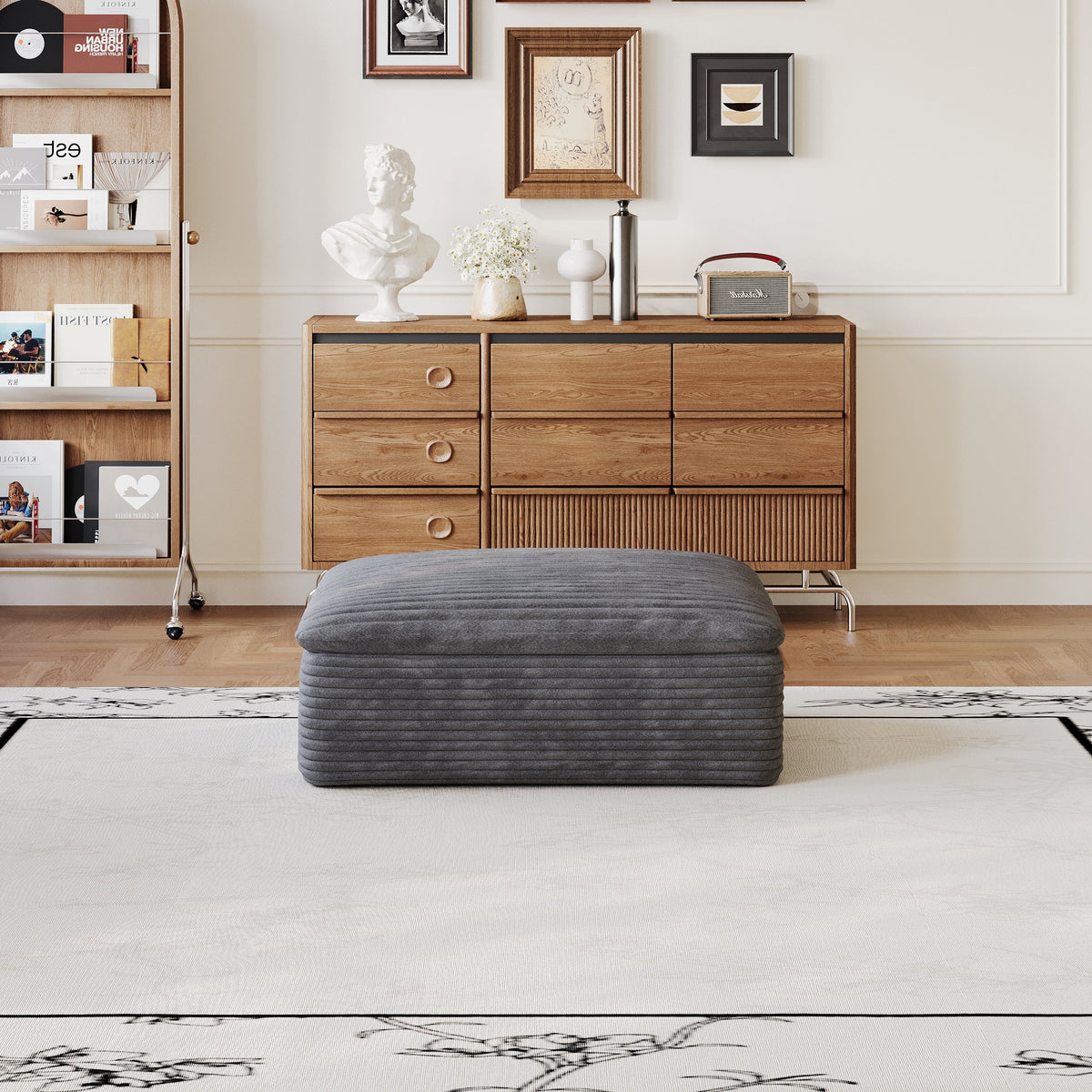 Dark Ottoman with Modular Design - Dark