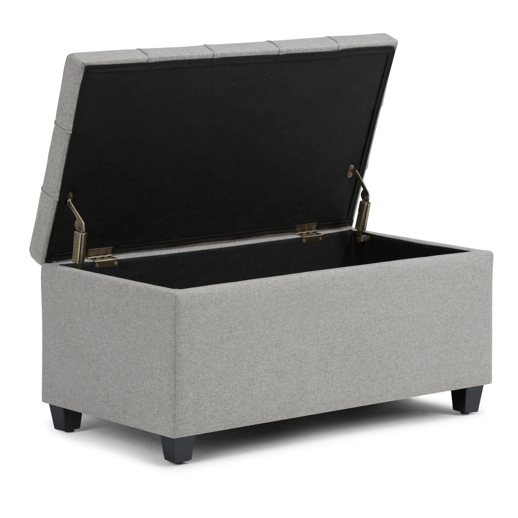 Upholstered Storage Ottoman Bench with Safety Hinge - Multiple Colors