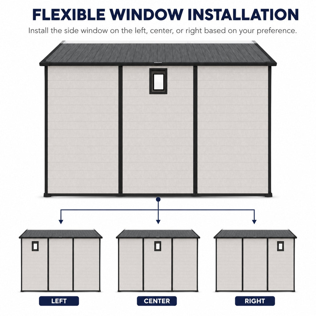8x10 FT Plastic Outdoor Storage Shed with Lockable Design - Grey