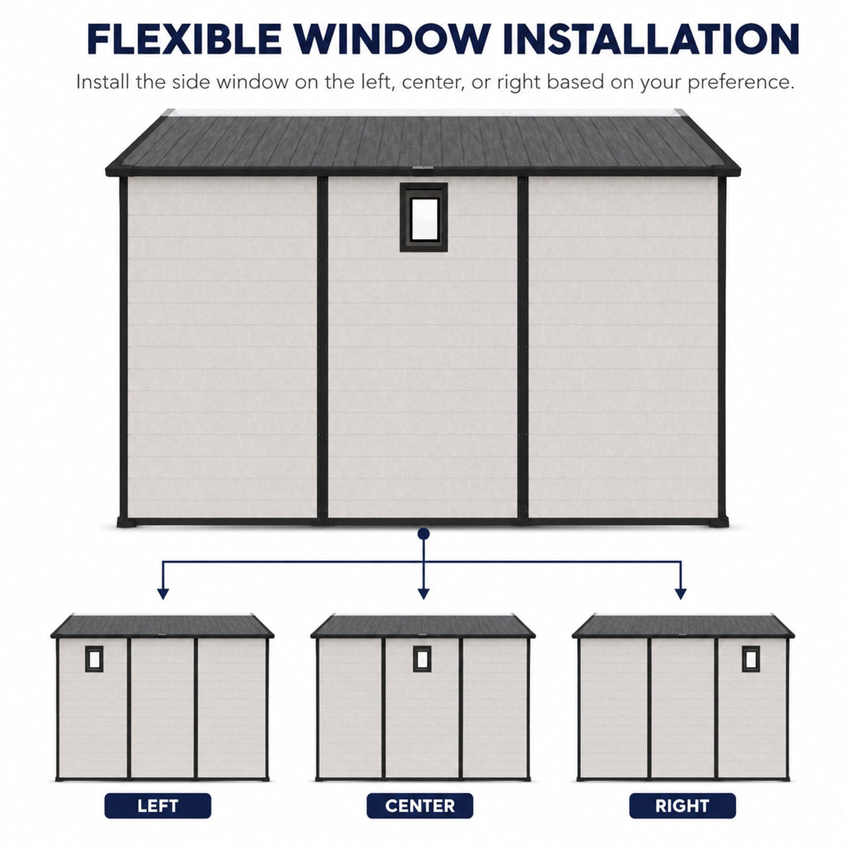 8x10 FT Plastic Outdoor Storage Shed with Lockable Design - Grey