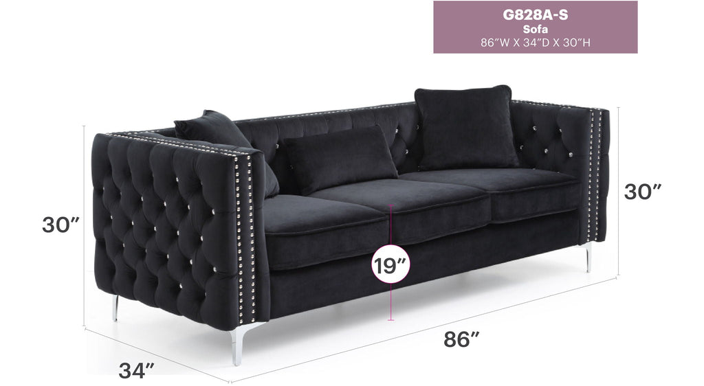 Paige Tufted Sofa with Faux Diamond Buttons - Multiple Colors