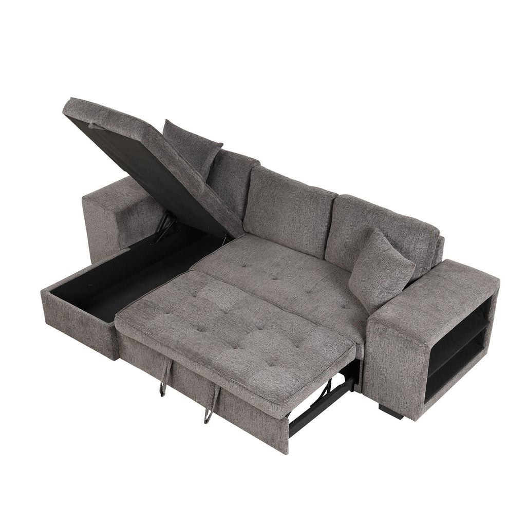 Reversible L-Shape Sleeper Sectional Sofa with Storage Chaise and 2 Stools - Multiple Colors