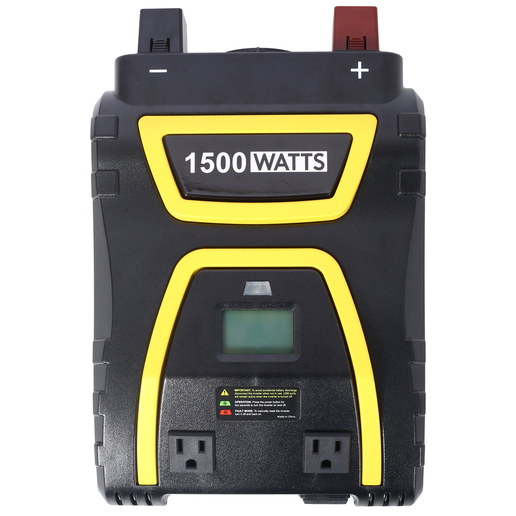 1500 Watt Power Inverter with LCD Display - Portable AC Power Solution - Black