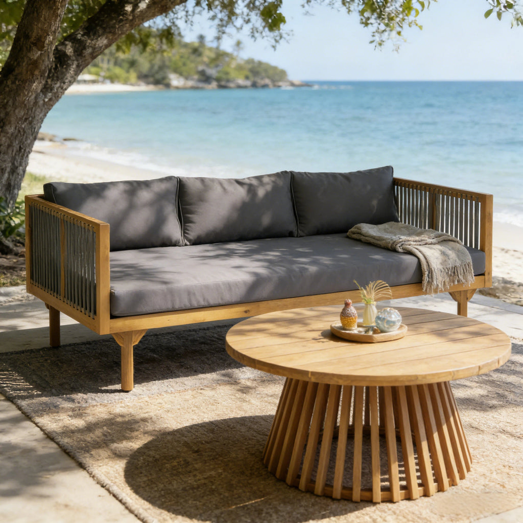2-Piece Outdoor Patio Set with Rope Back and Water-Repellent Cushions - Dark Grey