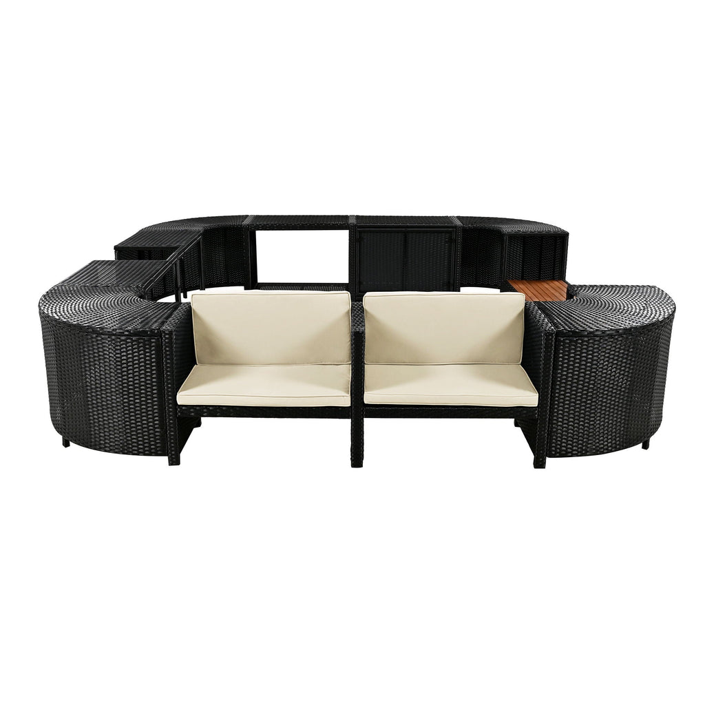 Spa Surround Outdoor Rattan Sectional Sofa Set with Storage - Dark Gray or Beige