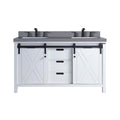 White Bathroom Vanity With Gray Quartz Top And Faucet Set (SAK40685)