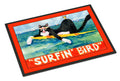 Black and white Cat Surfin Bird Doormat Indoor Outdoor 18H X 27W Front Door Mat Rugs for Entryway, Non Slip Washable