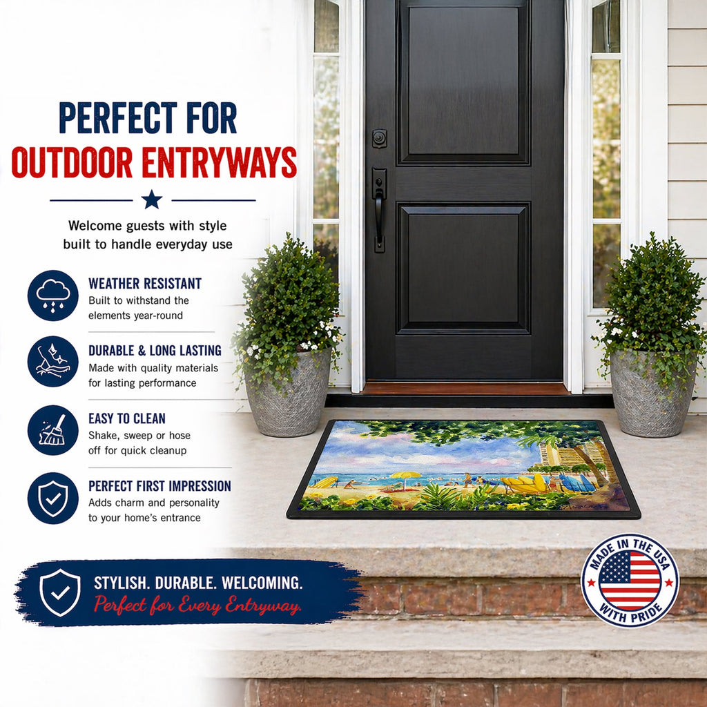Beach Resort view from the condo Doormat Indoor Outdoor 24H X 36W Front Door Mat Rugs for Entryway, Non Slip Washable Low Pile,
