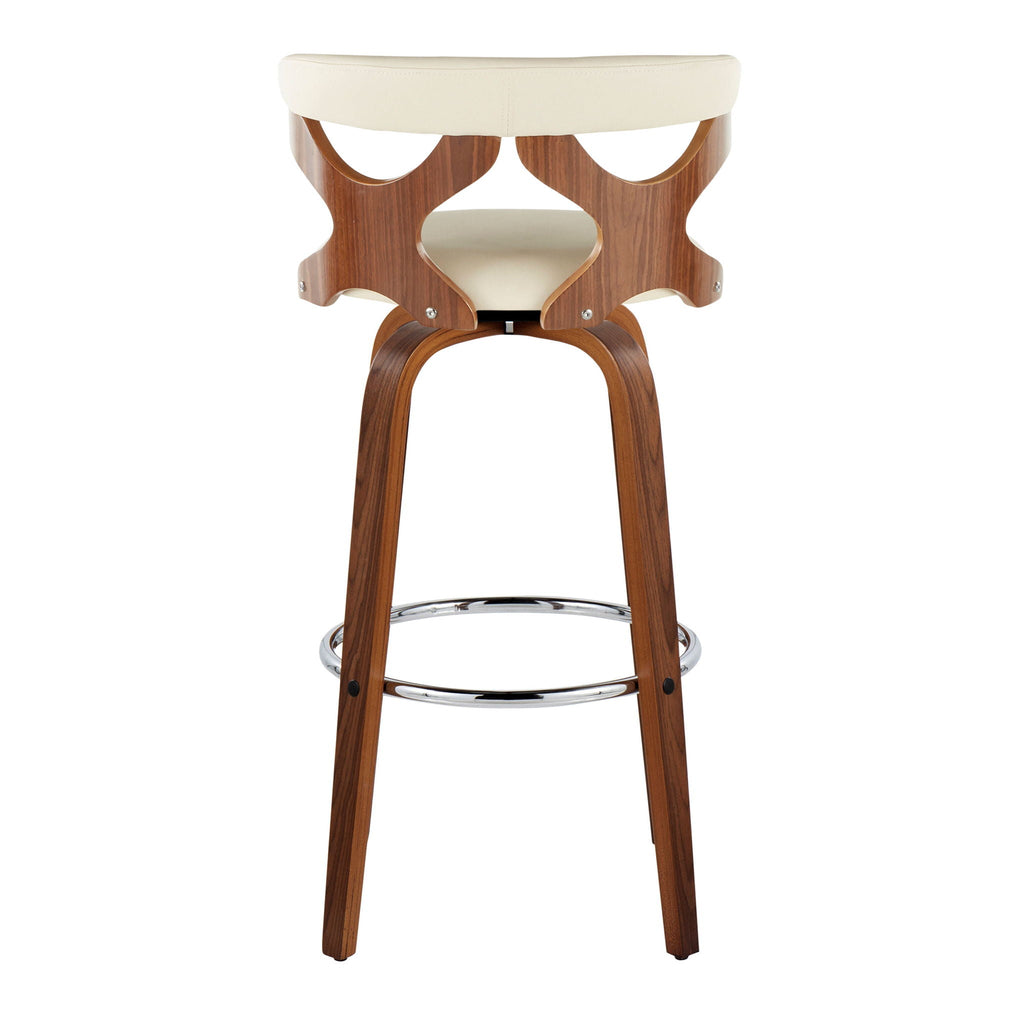 Mid Century Modern Swivel Barstool Set with Padded Upholstery - Multiple Colors