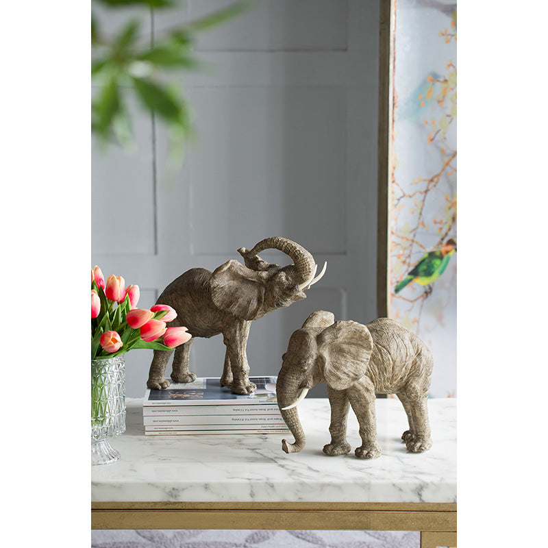 Polyresin Elephant Accent Decorative Object with Trumpeting Design - Black/Polyresin