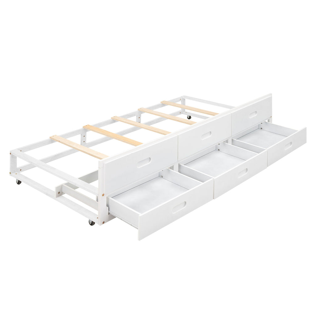 Platform Bed with Storage Headboard, USB, Trundle & 3 Drawers - Twin or Full