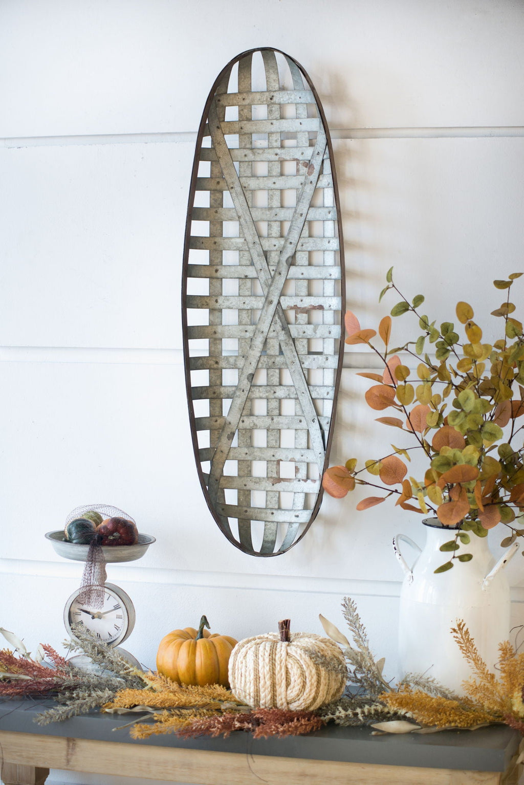 Metal Wall Art with Grid Pattern - Silver