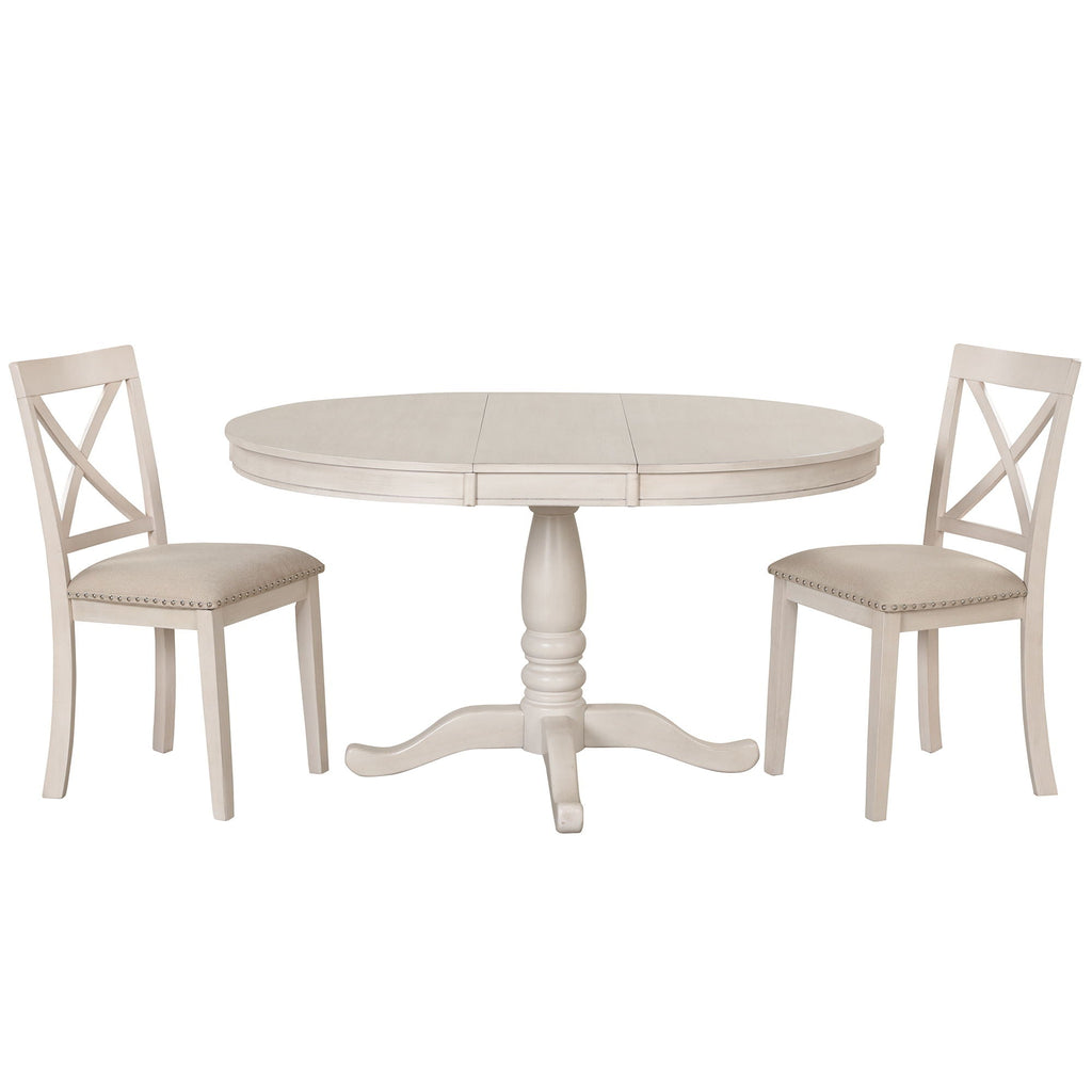 Modern Dining Table Set for 4 with Curved Back Chairs - Beige or Light Brown