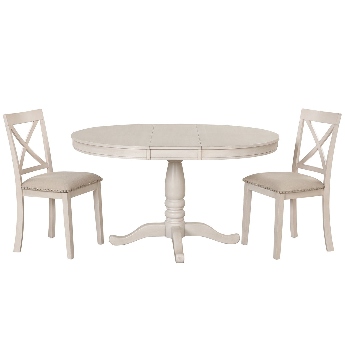 Modern Dining Table Set for 4 with Curved Back Chairs - Beige or Light Brown