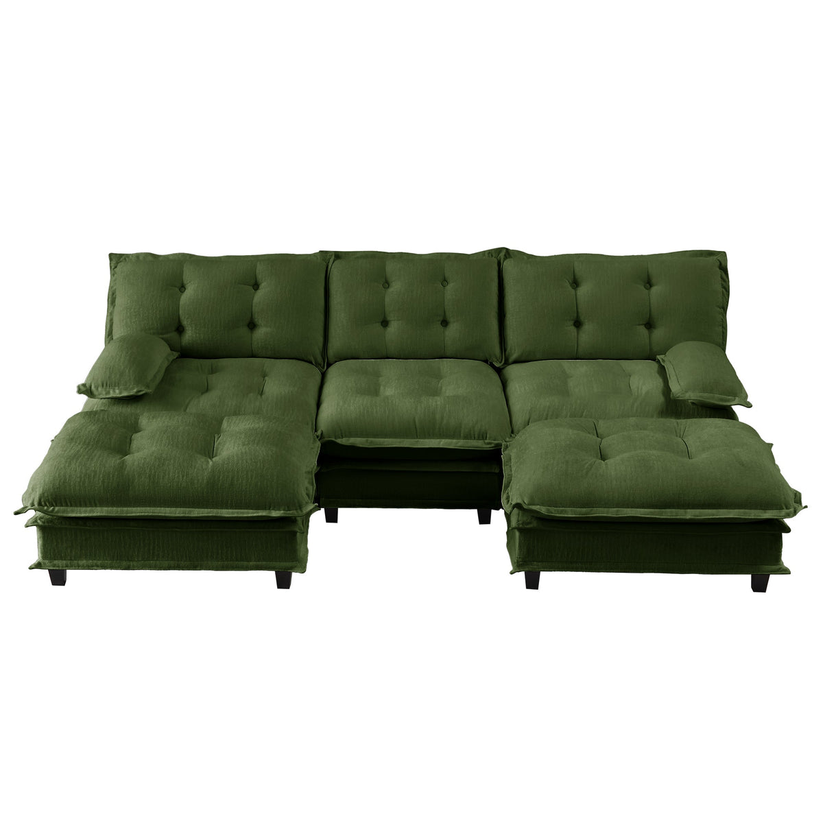 107" U Shaped Modular Sectional Sofa with Ottomans - Chenille