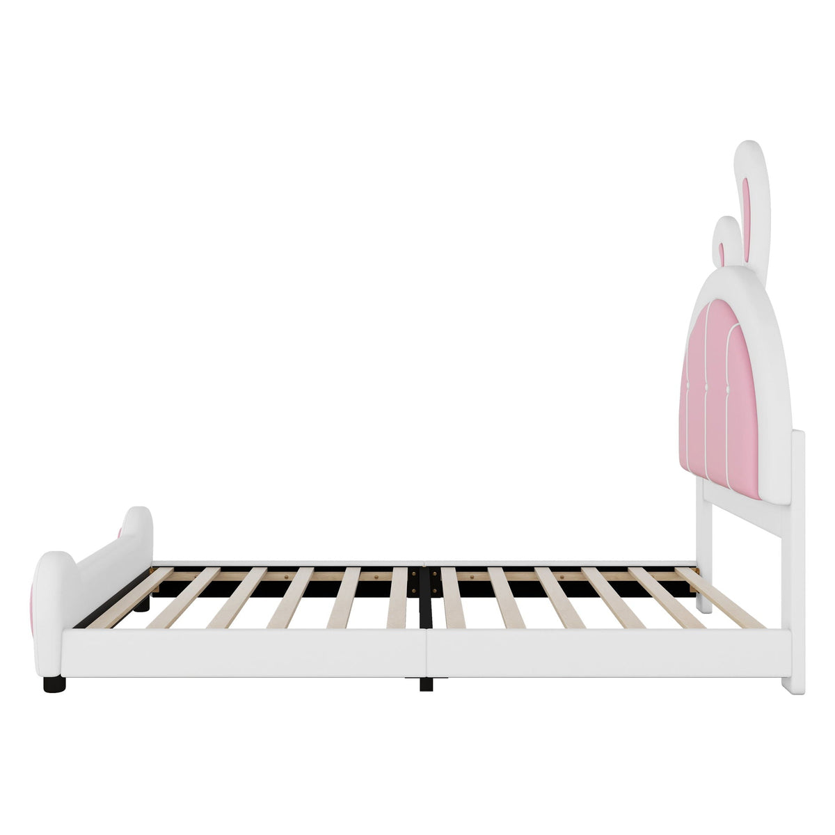 Upholstered Platform Bed With Rabbit Shaped Headboard