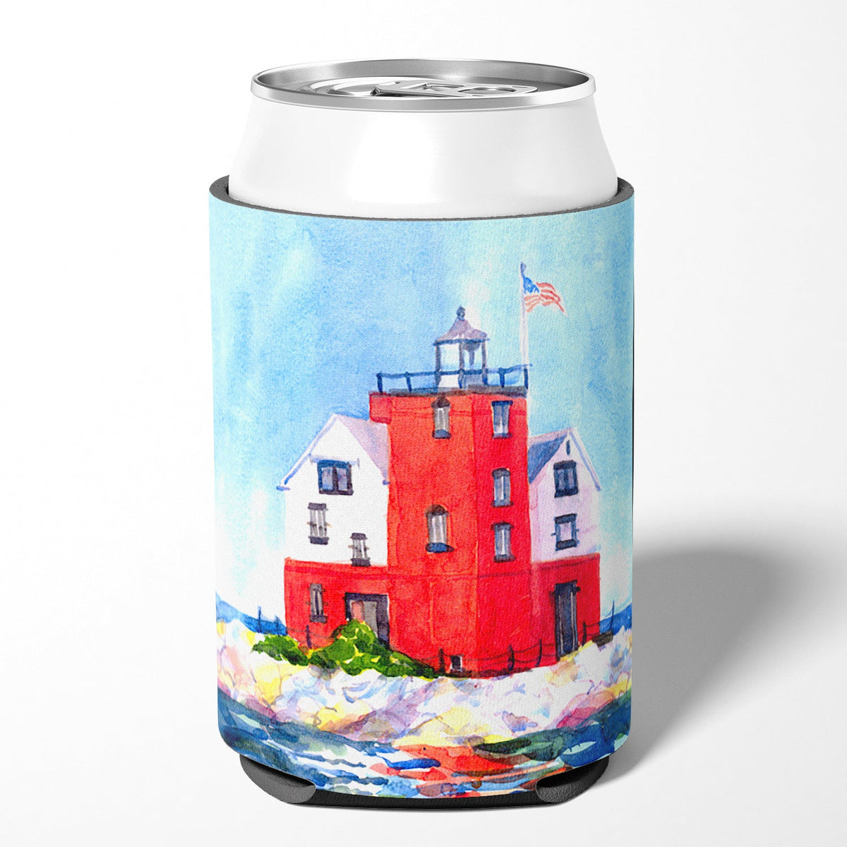Lighthouse on the rocks Harbour Can or Bottle Hugger Cooler Sleeve for Standard 12 oz Cans, Insulated Foam Beer & Soda Can Hugger Reusable