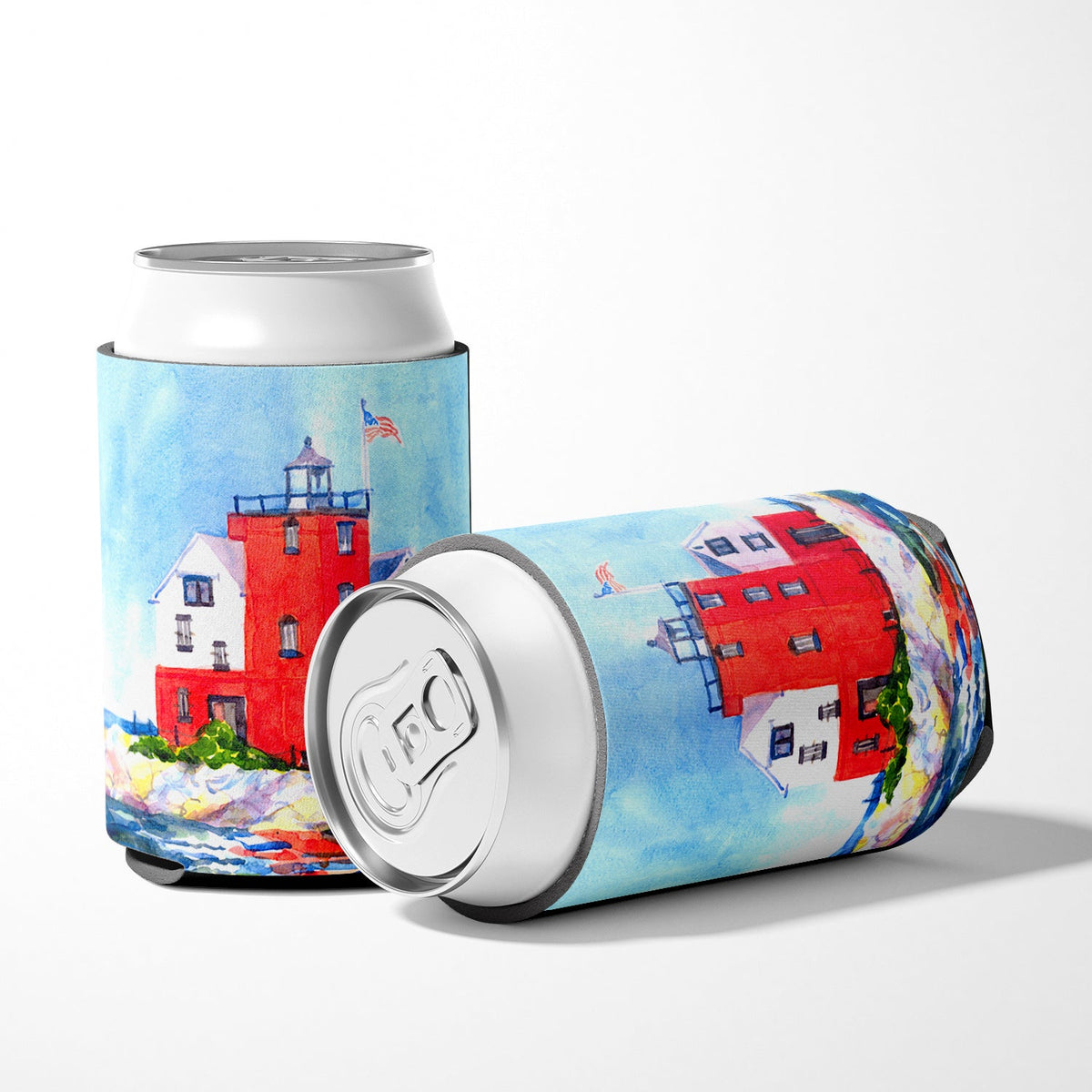 Lighthouse on the rocks Harbour Can or Bottle Hugger Cooler Sleeve for Standard 12 oz Cans, Insulated Foam Beer & Soda Can Hugger Reusable
