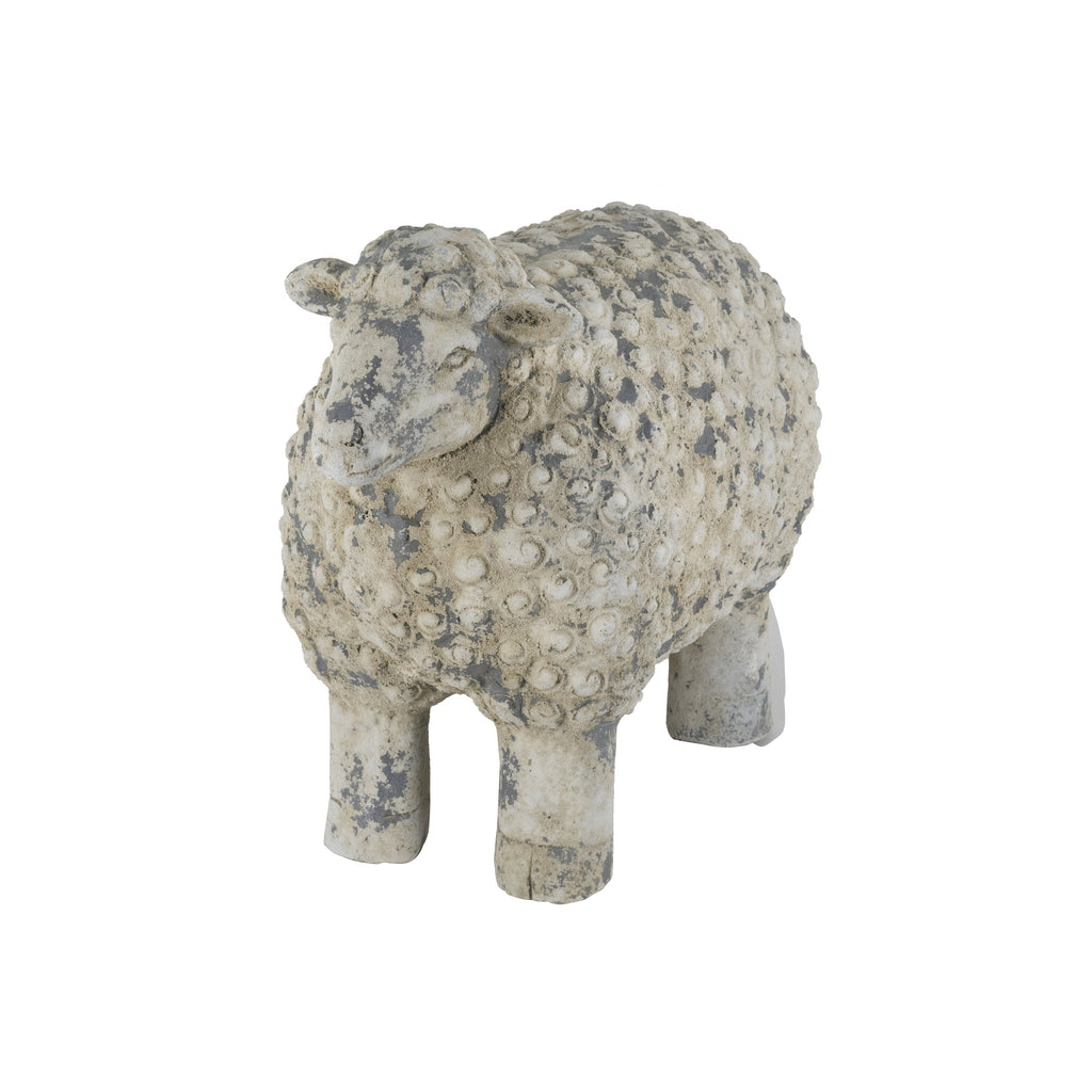 Magnesium Sheep Figurine with Weathered Finish - White & Gray