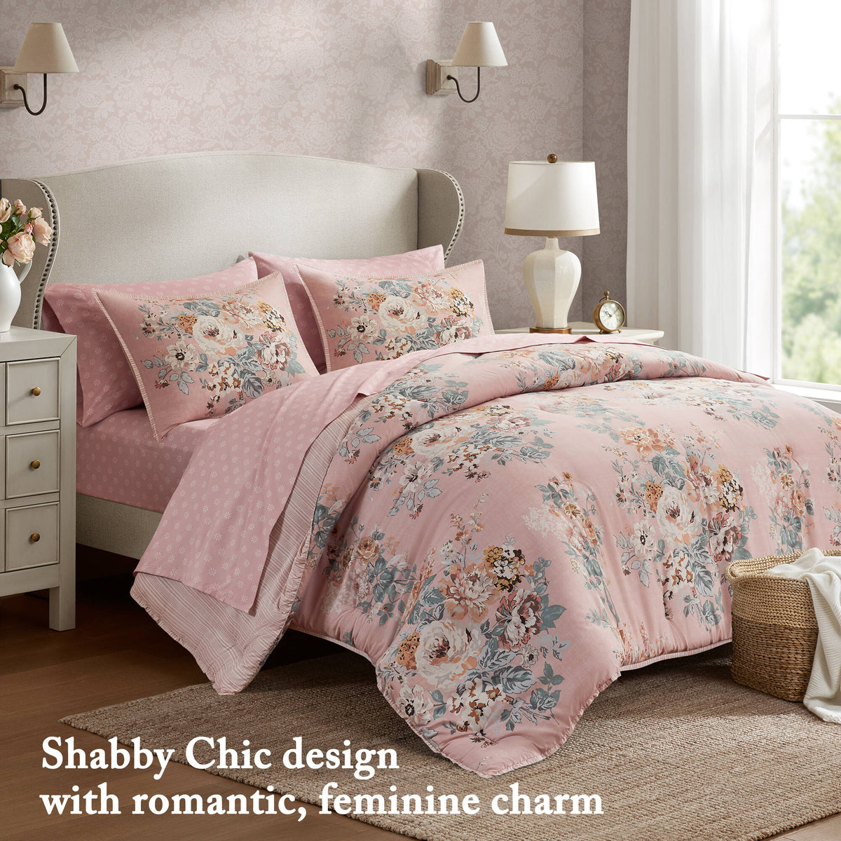 7-Piece Queen Floral Print Bedding Collection