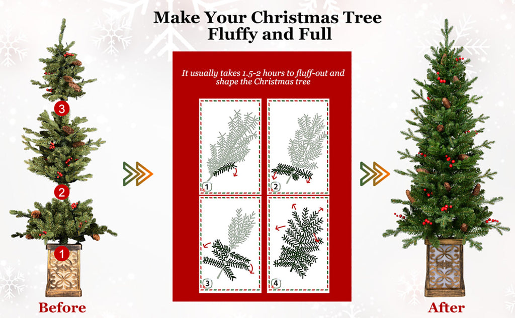4FT Pre-Lit Christmas Tree with Warm Lights - Green