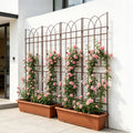 4 Pack Metal Garden Trellis with Rustproof Iron Support - Brown or Black