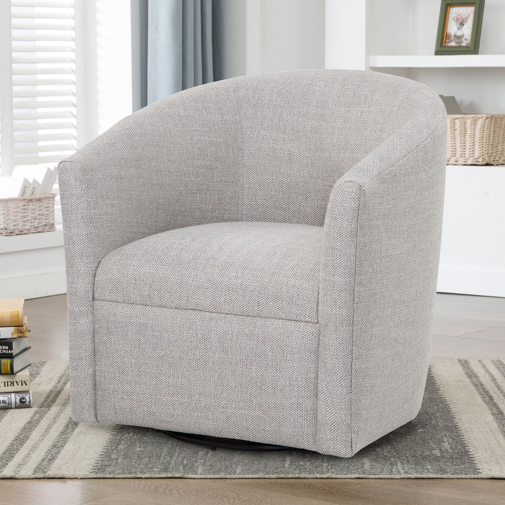 Swivel Barrel Chair with 360 Degree Rotation - Beige, Light Blue, or Red
