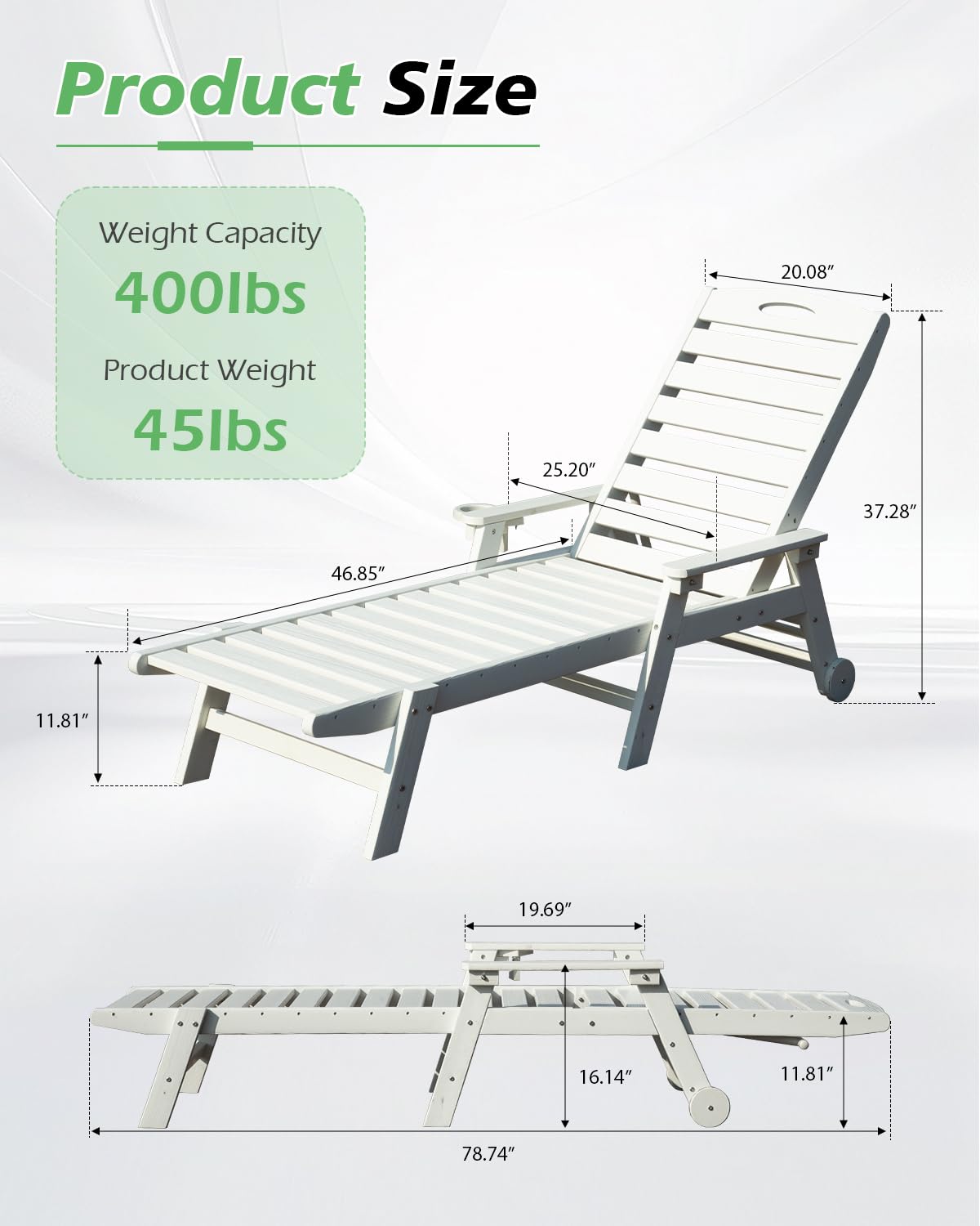 HDPE Patio Lounge Chair with Reclining Backrest – Outdoor
