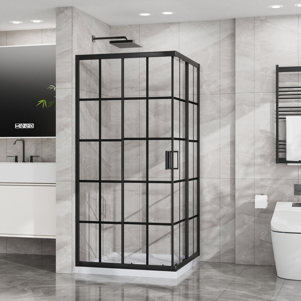Tempered Glass Corner Shower Door with Sliding Opening - Clear