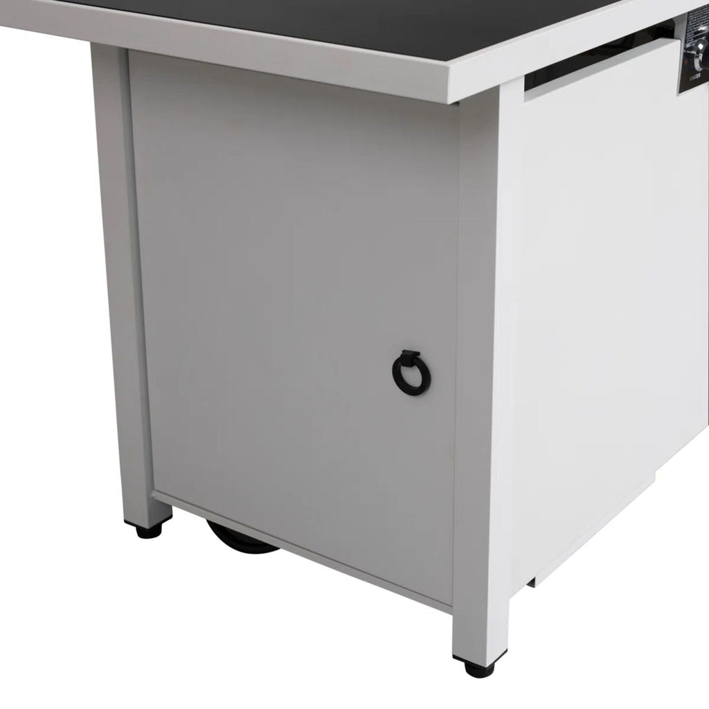 Outdoor 43" Rectangular Fire Pit Table with Adjustable Flame Control - White