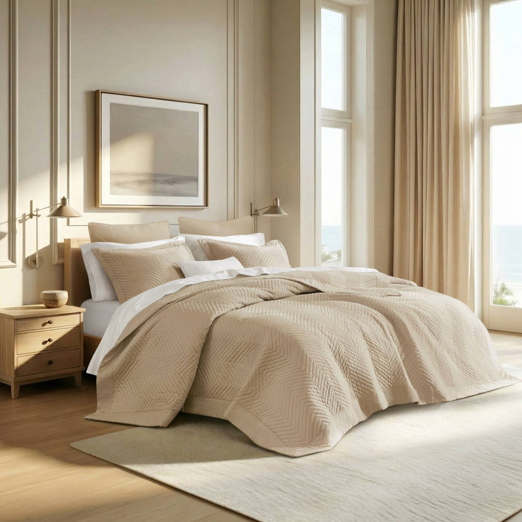 King 3 Piece Cotton Quilt Set