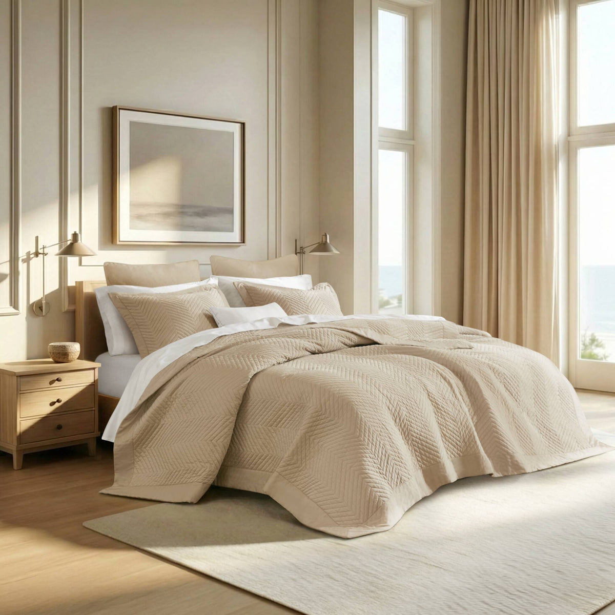 King 3 Piece Cotton Quilt Set