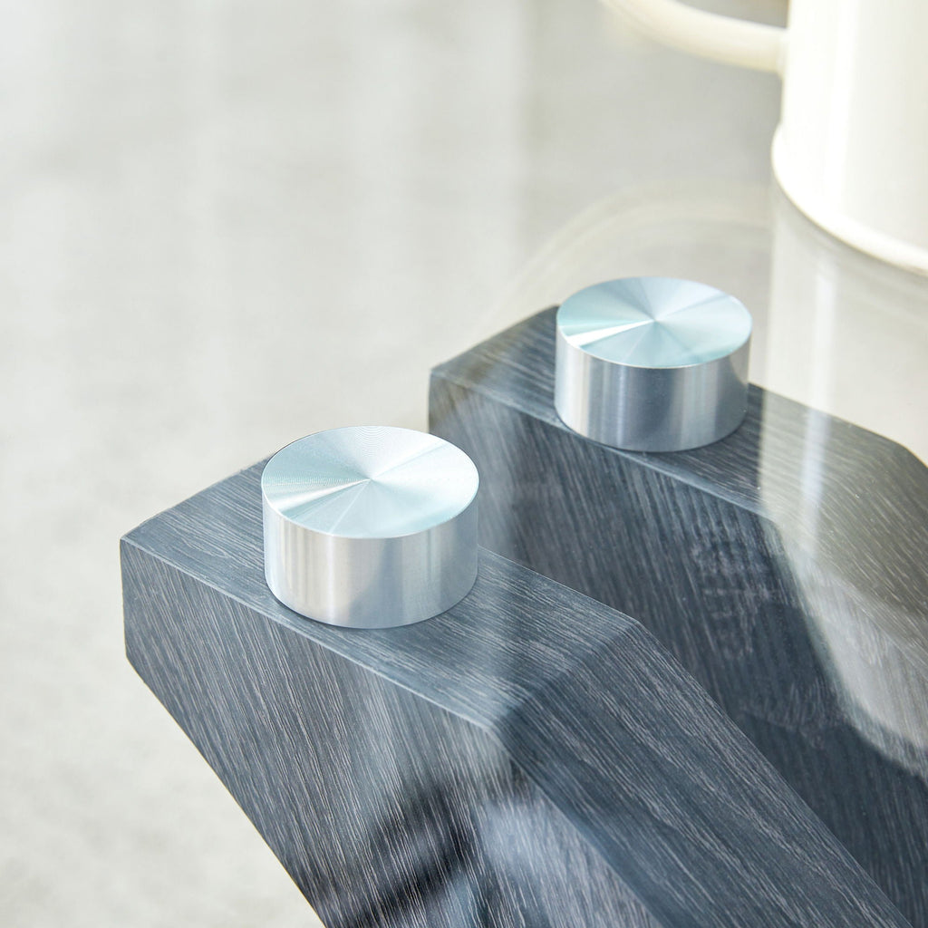 Rectangular Coffee Table with Tempered Glass Countertop - Gray
