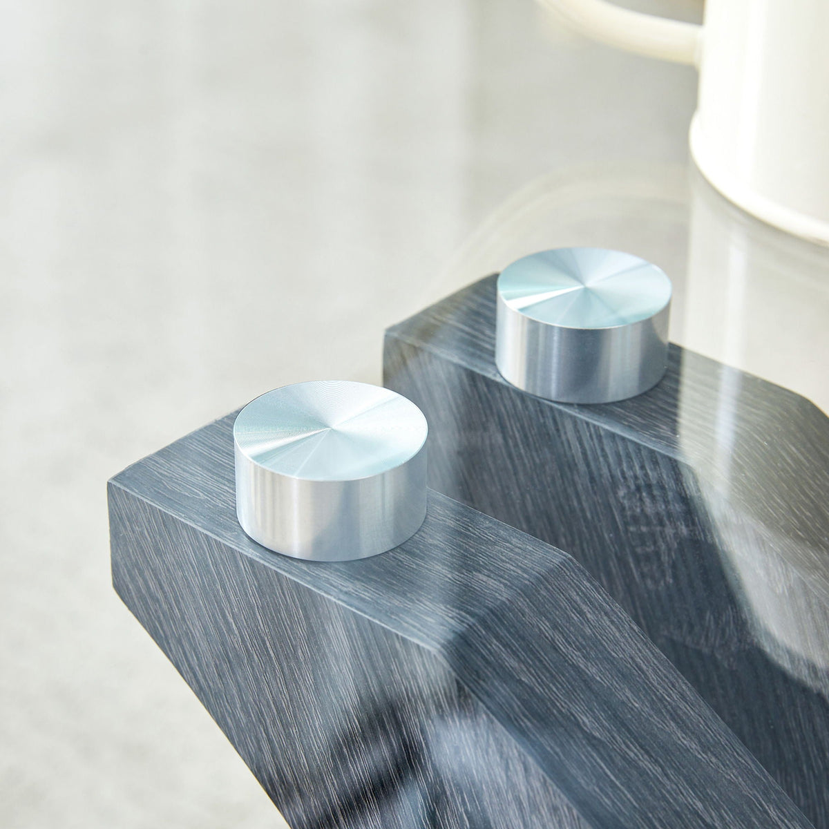 Rectangular Coffee Table with Tempered Glass Countertop - Gray