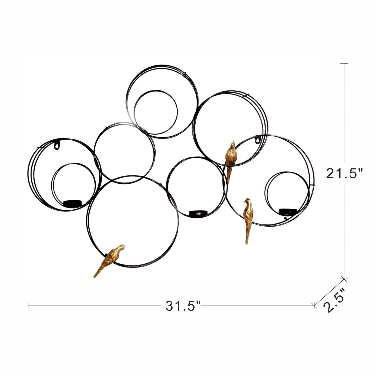 Banyan Birds Wall Accent with Metal Construction - Black and Gold