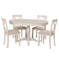 Modern Dining Table Set for 4 with Curved Back Chairs - Beige or Light Brown