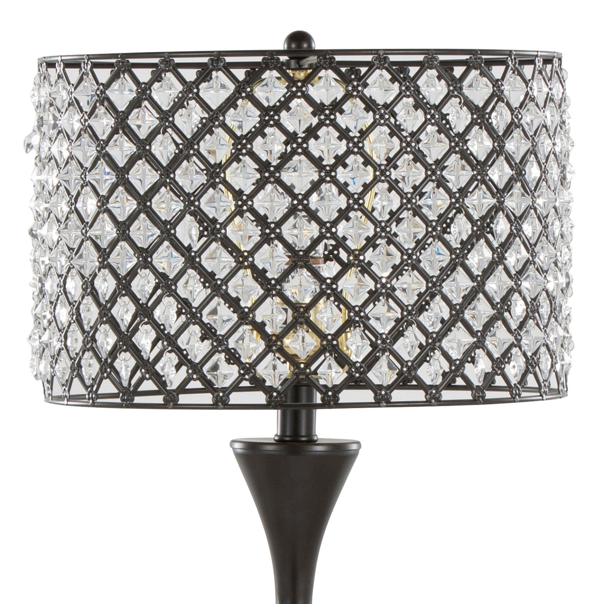 Contemporary Table Lamp with Crystalline Shade - Gold, Black, or Gray