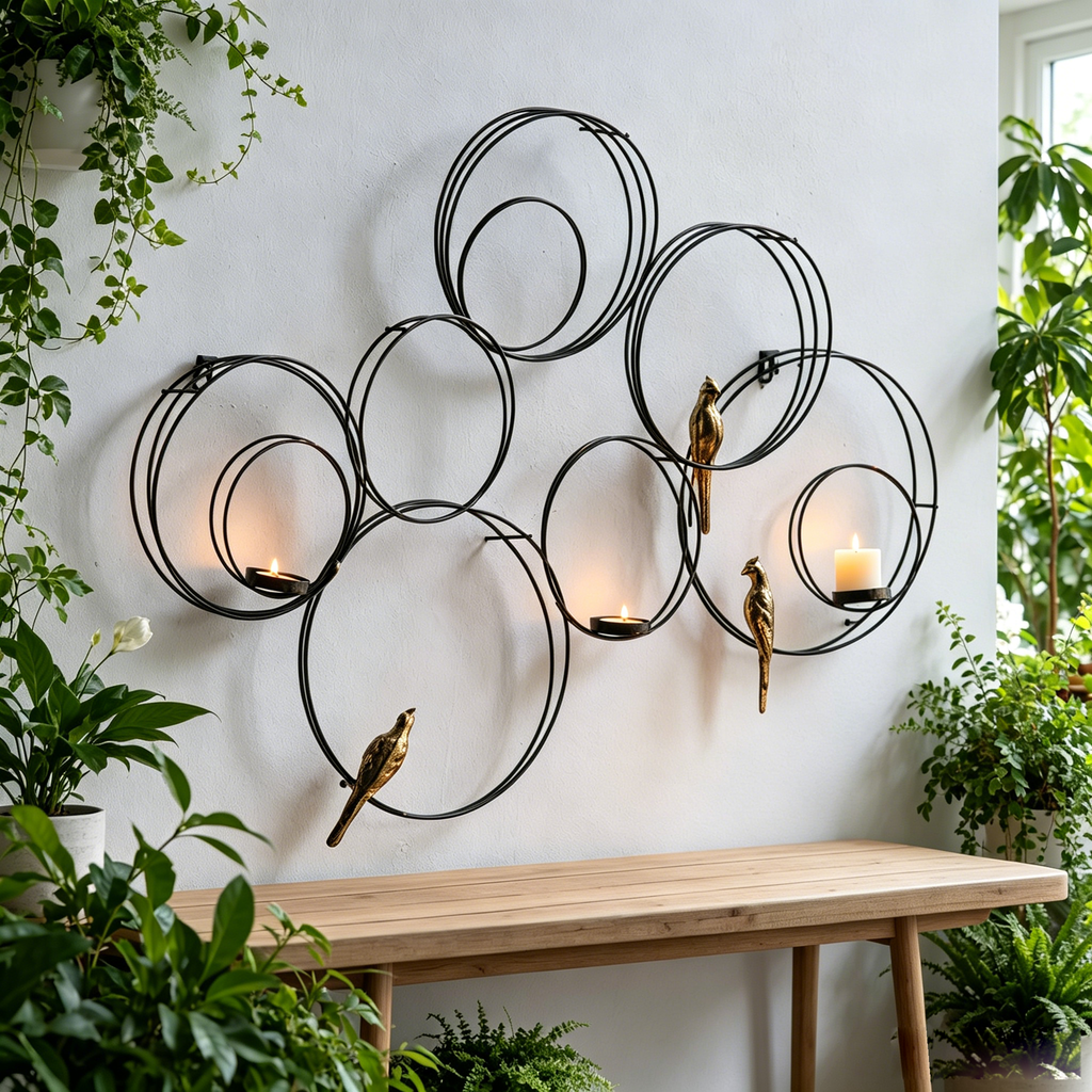 Banyan Birds Wall Accent with Metal Construction - Black and Gold