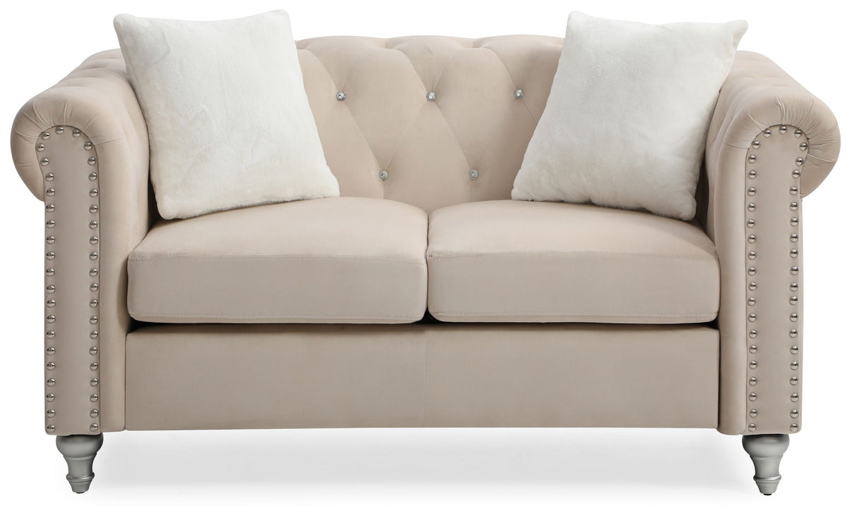 Contemporary Loveseat with Jeweled Tufted Design - Multiple Colors