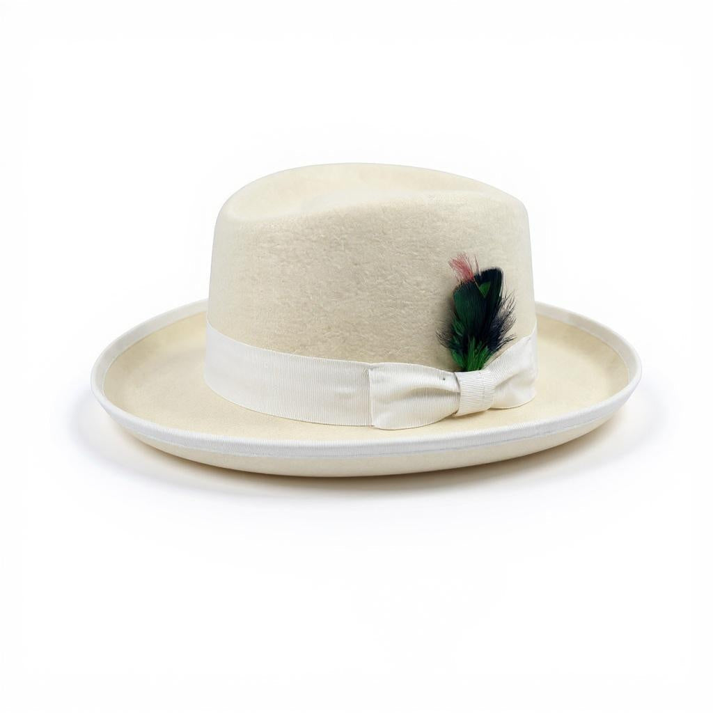 Ferrecci White Wool Felt Homburg Godfather Hat