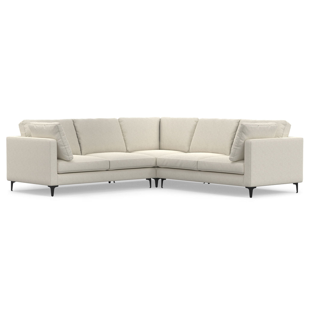 Mid Century Corner Sectional Sofa with Feather Cushions - Beige or Dark Gray