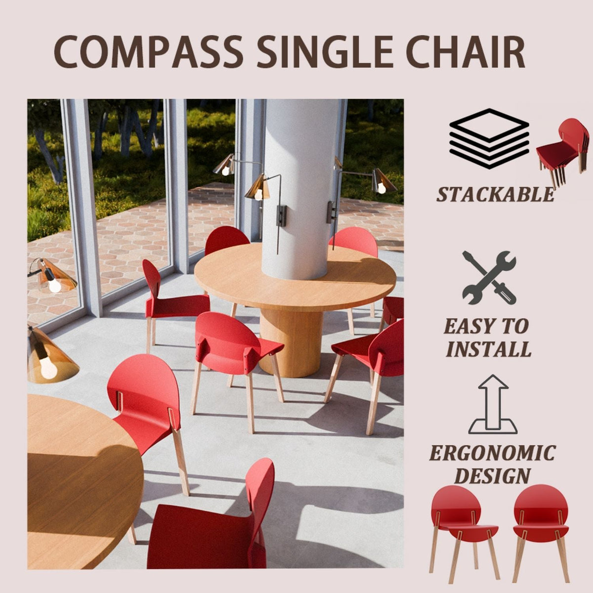 Traditional 4 Piece Outdoor Chair Set with Round Table - Multiple Colors