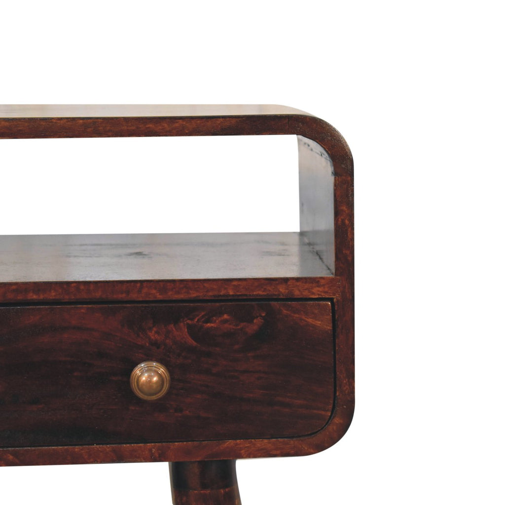 Solid Wood Mini California Console Table with Storage Drawers - Walnut