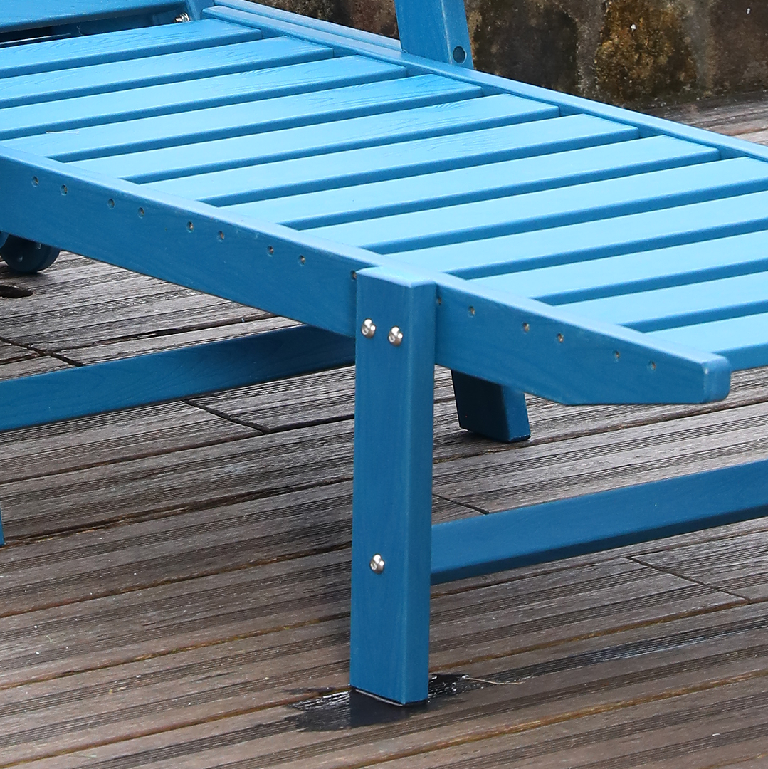 HDPE Outdoor Chaise Lounge Chair with Adjustable Backrest - Navy Blue