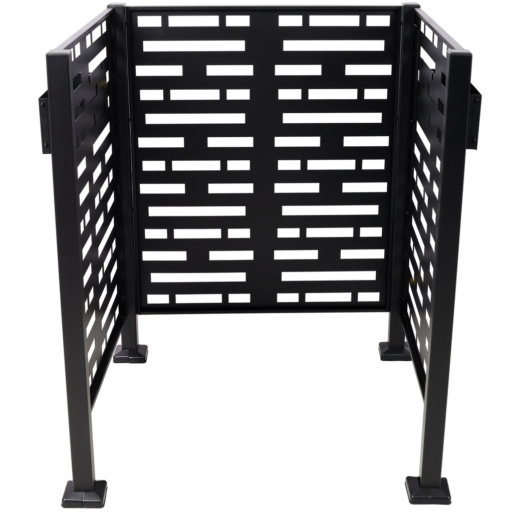 3x3 Ft Metal Air Conditioner Privacy Fence with Planter Boxes - Black